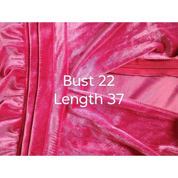 Plus Size Boohoo Velour Plunge Puff Sleeve‎ Skater Dress Hot Pink size 18 - Picture 6 of 12